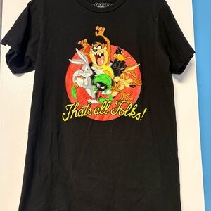 Looney Tunes “That’s all Folks” Graphic Black T-Shirt size Medium